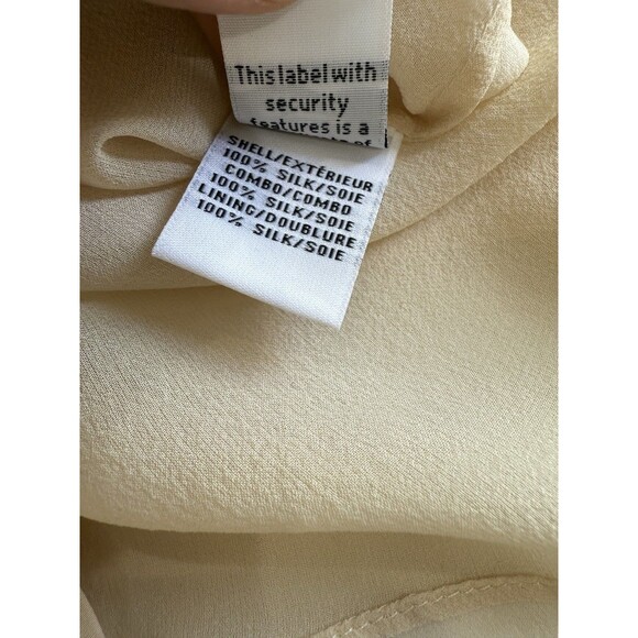Diane Von Furstenberg Blouse Top Beige Nude Long Sleeve 100% Silk Sz 14 - Picture 9 of 9